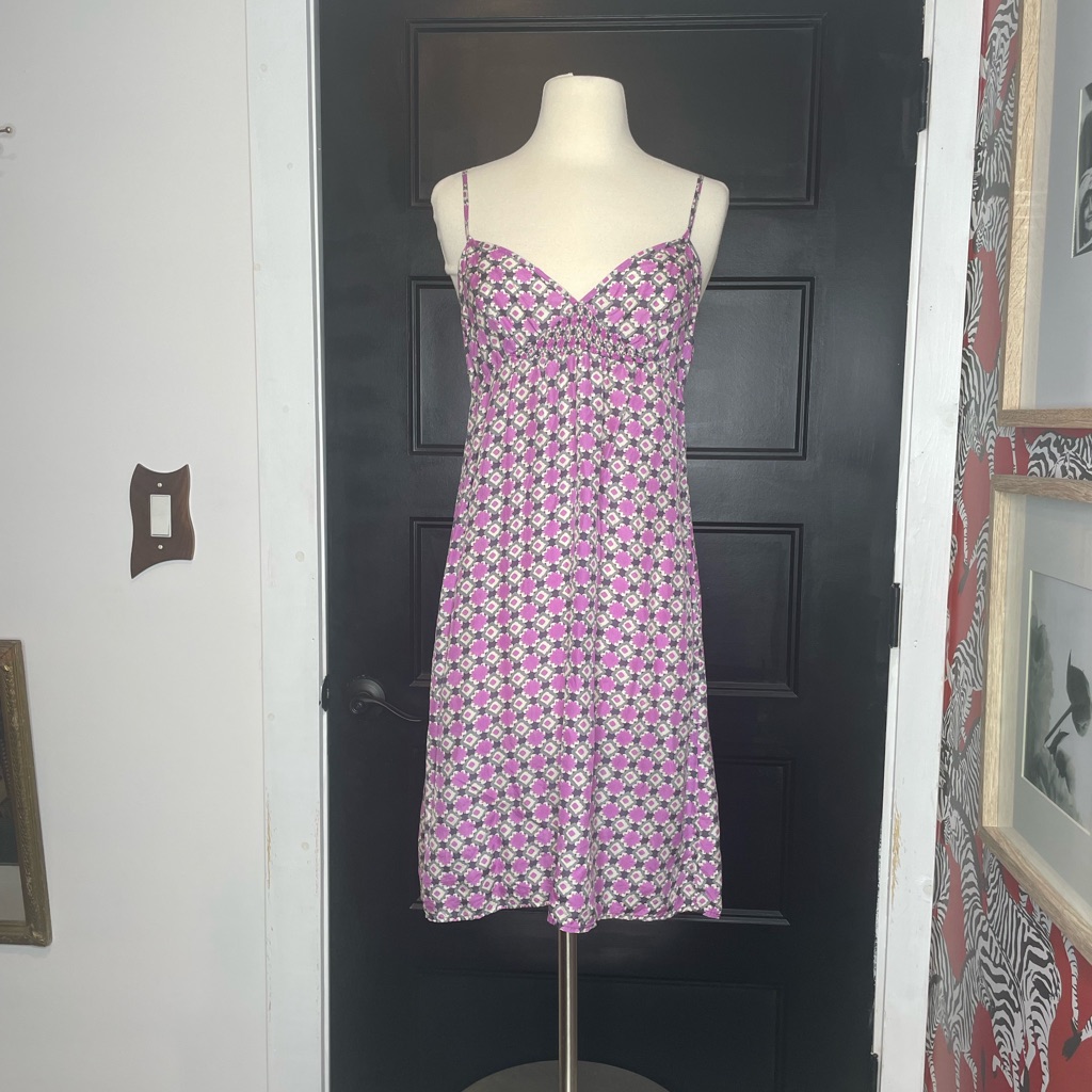 Matta Printed Purple Silk Slip Dress